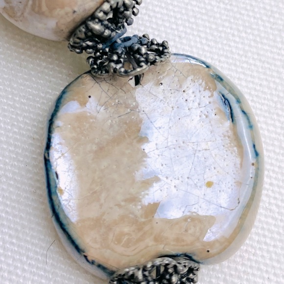 Vintage Statement Necklace - big glazed irregular beads with matching Bracelet - Picture 11 of 14